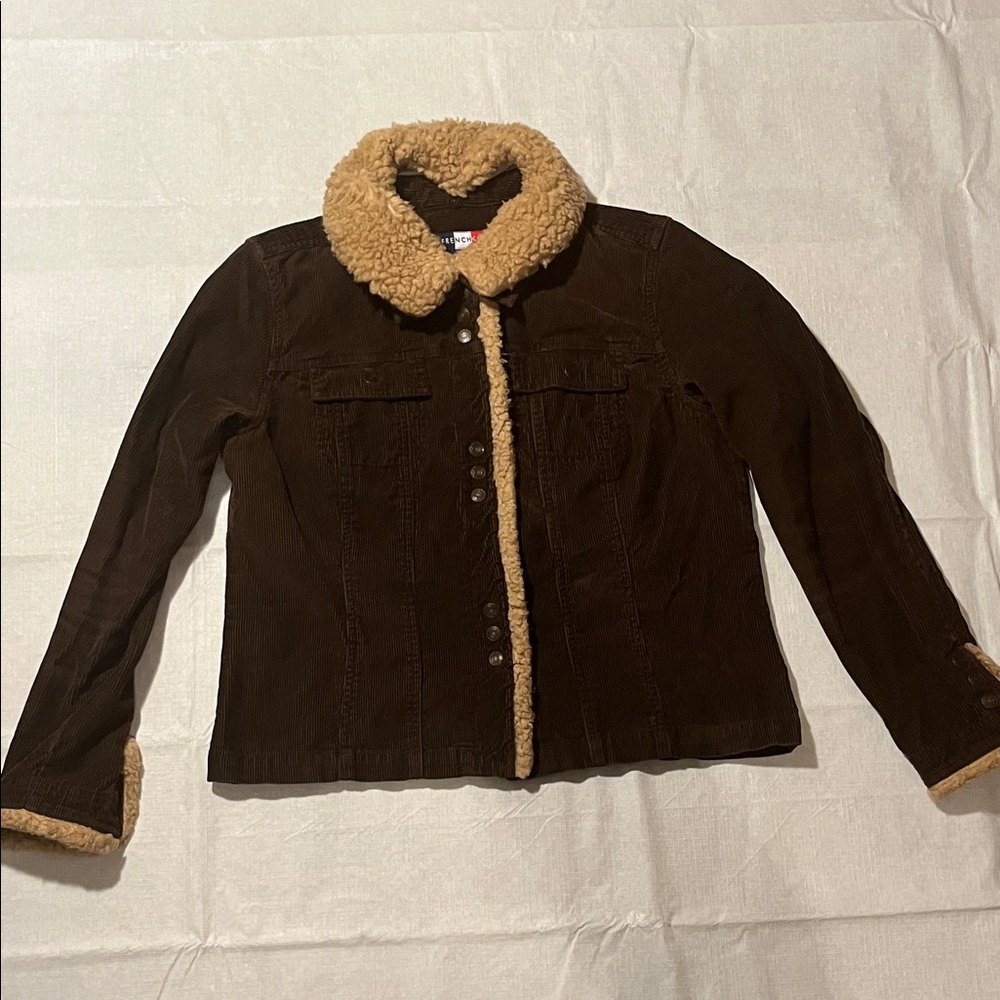 French Kuff Chocolate Corduroy Jacket With Detachable Collar  Size Large